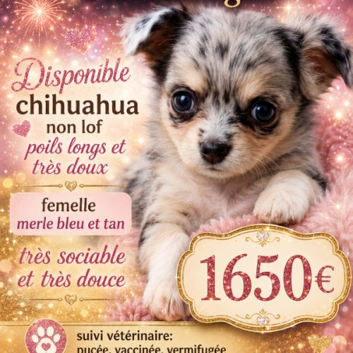 Disponible chihuahua non lof poil long et soyeux