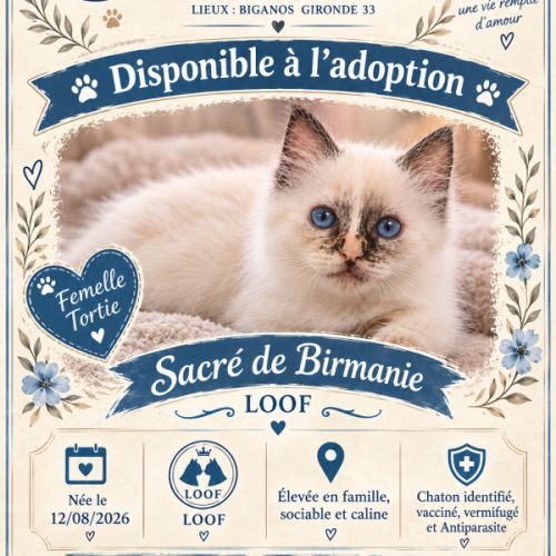 Chaton sacré de birmanie femelle tortie loof #0