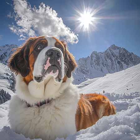 Saint-Bernard chien d'avalanche en montagne